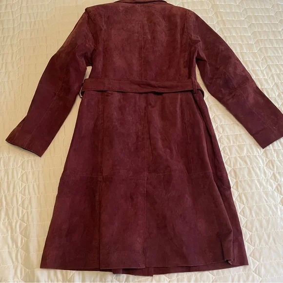 Jessica London Burgundy Genuine Leather Suede Jacket - Picture 2 of 7